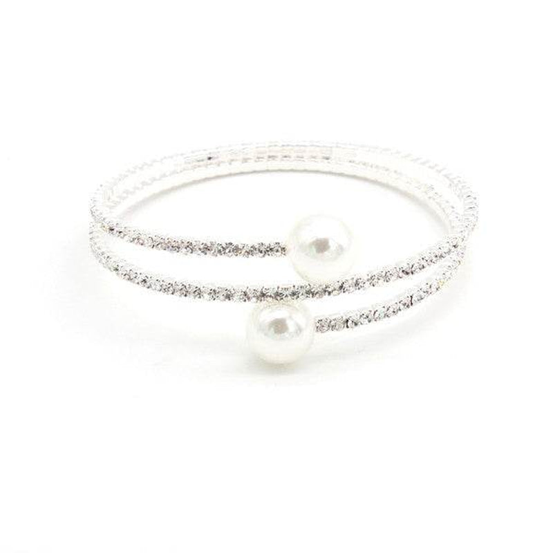 SPIRAL RHINESTONE BRACELET with PEARLS
