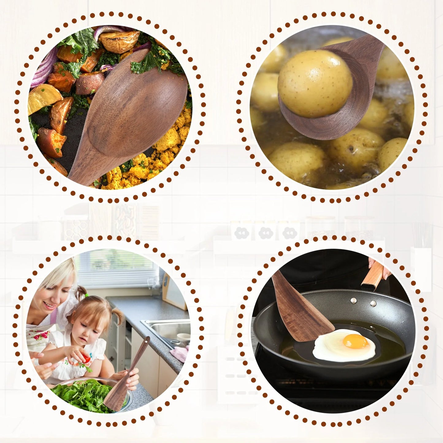 Set of 9 Premium Wooden Cooking Spoons and Utensils - Ideal for Your Kitchen!