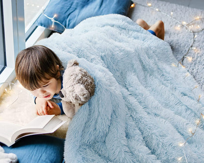 Super Soft Reversible Sherpa Cozy Bubbie Blue Throw Blanket for Ultimate Comfort & Style