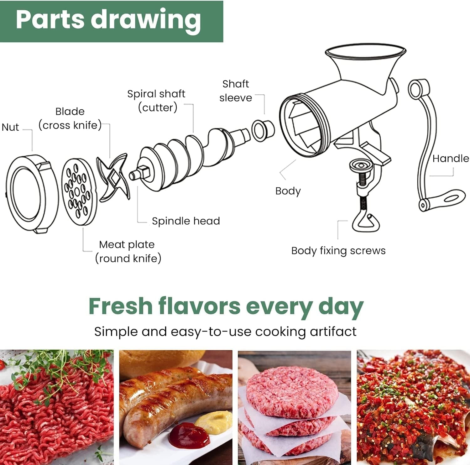 Premium 304 Stainless Steel Heavy Duty Manual Meat Grinder #12 - Perfect for Home & Professional Use!