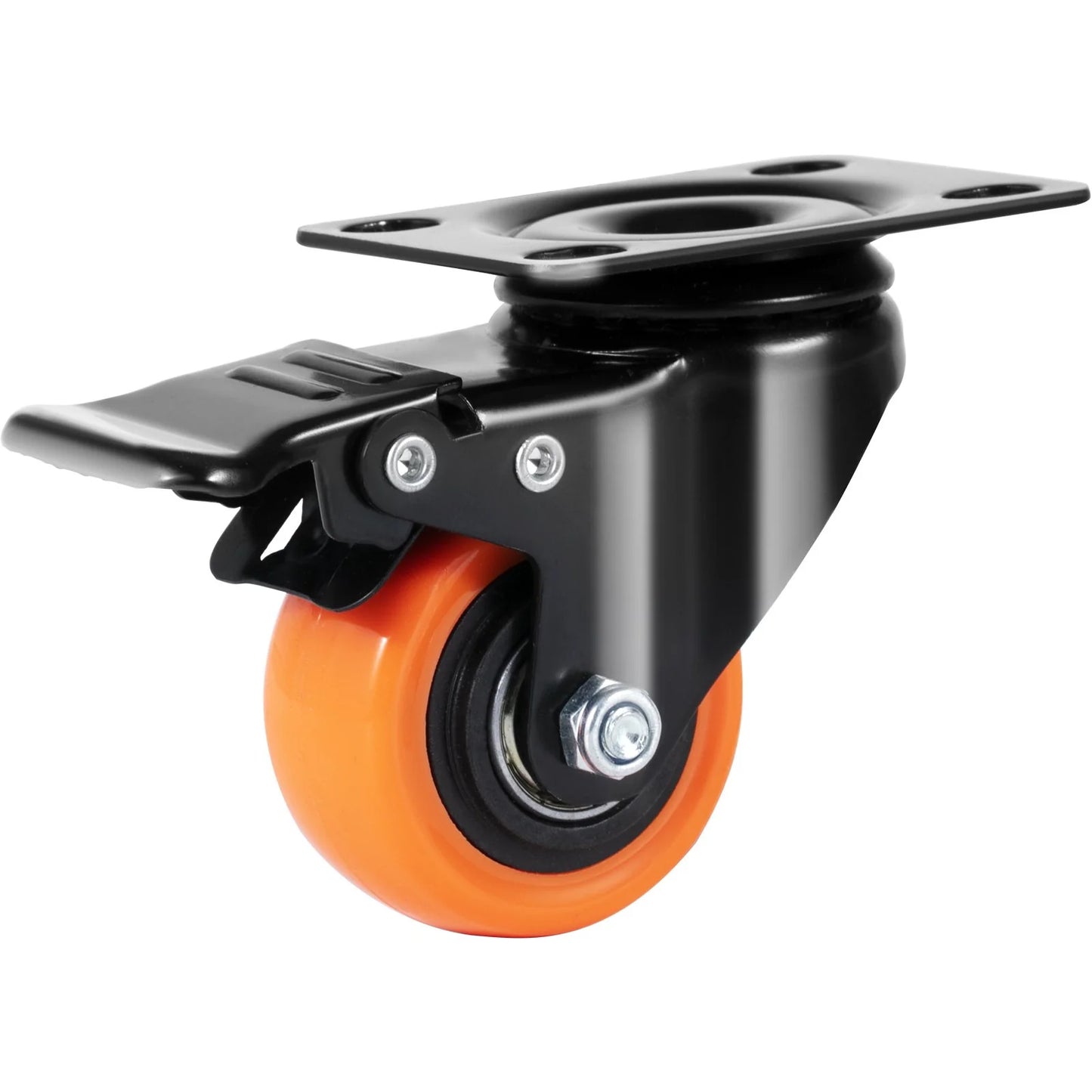 VEVOR Caster Wheels, 2-Inch Swivel Plate Casters, Set of 4, with Security Dual Locking No Noise PVC Wheels, Heavy Duty 150 Lbs Load Capacity per Caster, Non-Marking Wheels for Cart Furniture Workbench