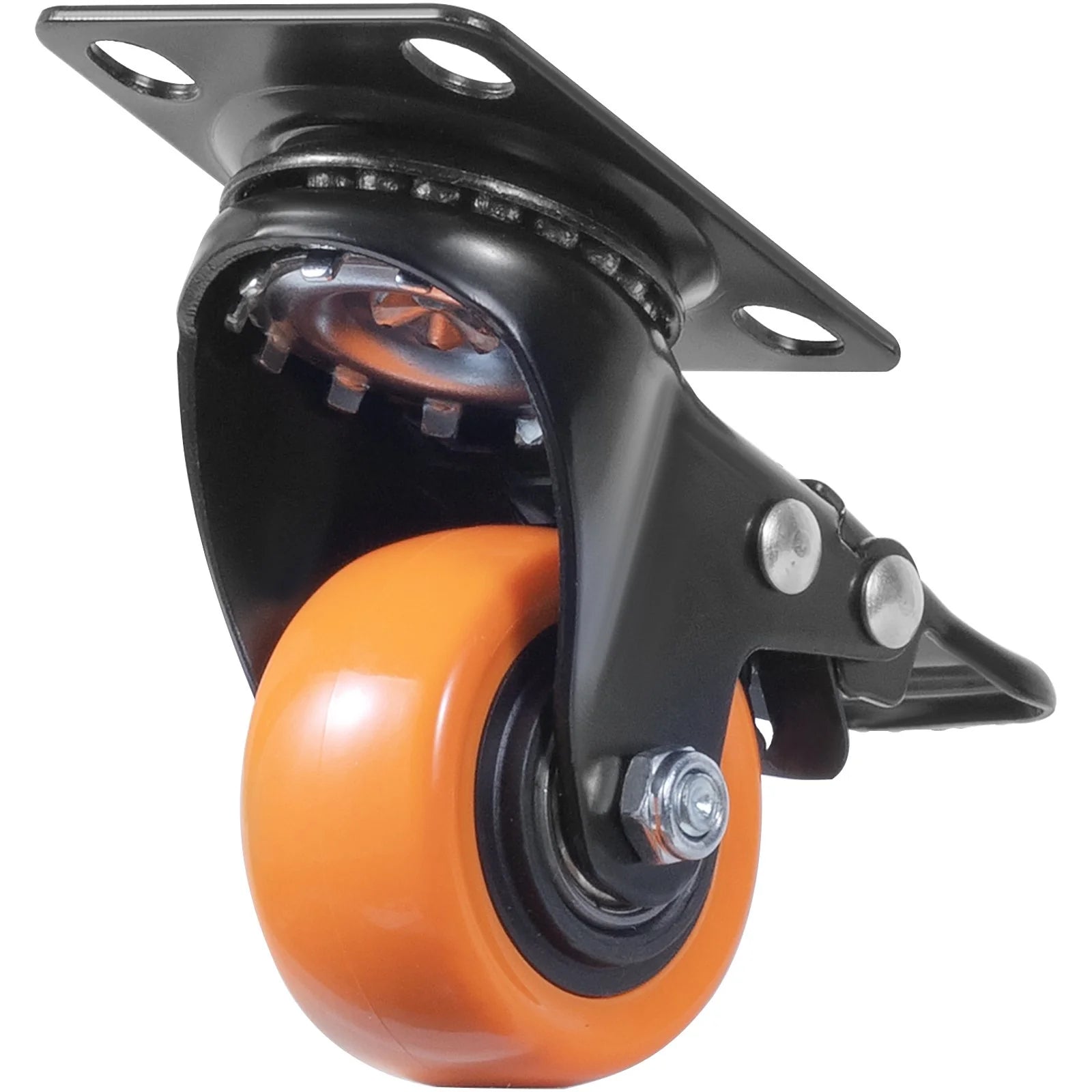 VEVOR Caster Wheels, 2-Inch Swivel Plate Casters, Set of 4, with Security Dual Locking No Noise PVC Wheels, Heavy Duty 150 Lbs Load Capacity per Caster, Non-Marking Wheels for Cart Furniture Workbench