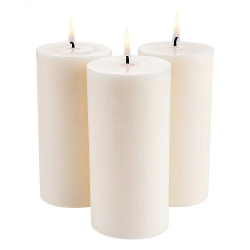 VEVOR 3-Pack Unscented White Pillar Candles - 65 Hours of Long-Lasting Christmas Ambiance