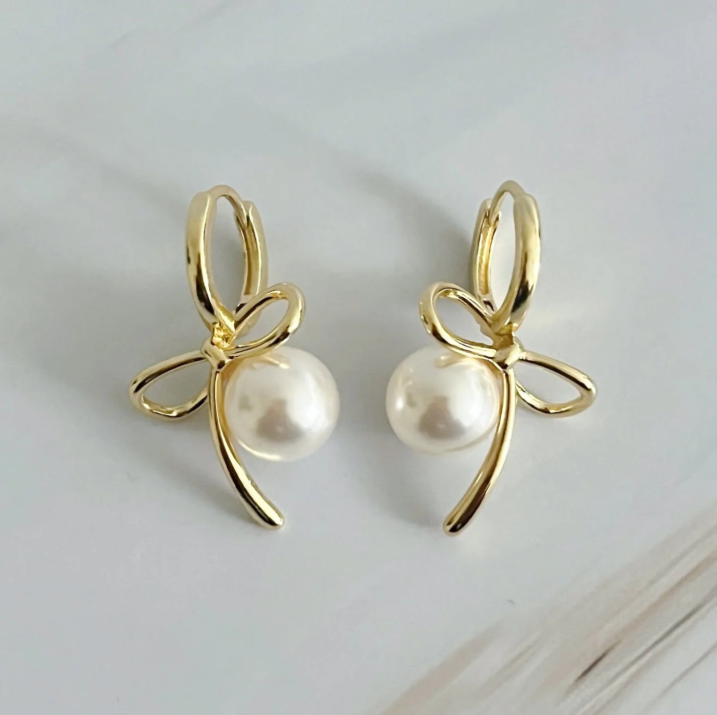 Bowed with Pearl Drop Earrings