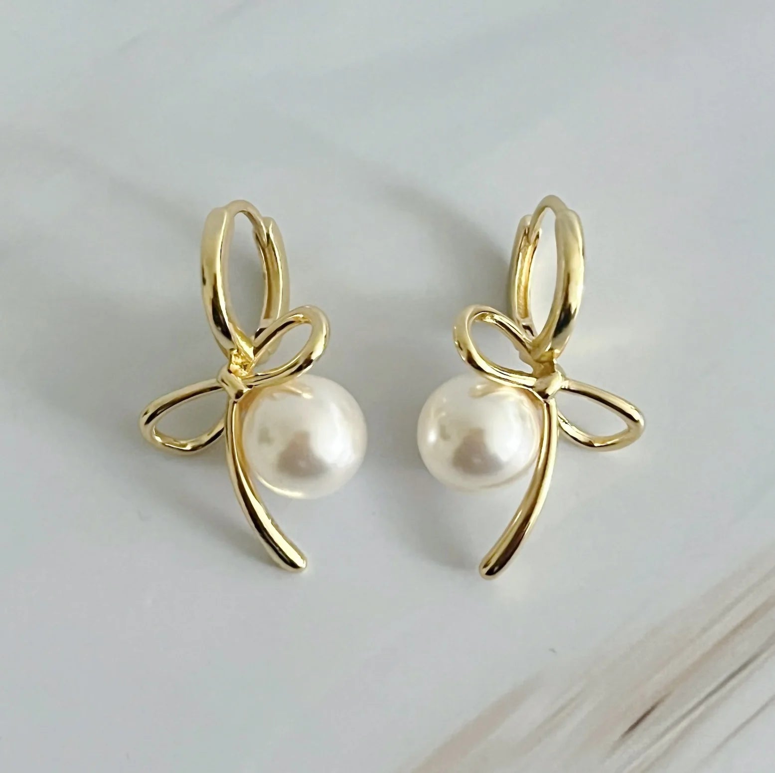 Bowed with Pearl Drop Earrings