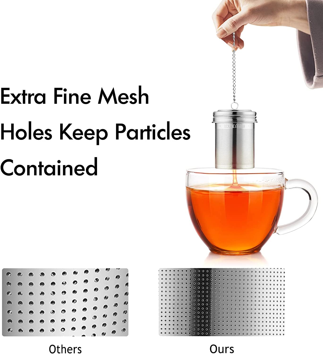 Premium Tea Infuser Set (2 Pack) - Extra-Fine Mesh Stainless Steel Strainers with Extended Chain Hook for Perfect Brewing of Loose Tea, Spices & Seasonings