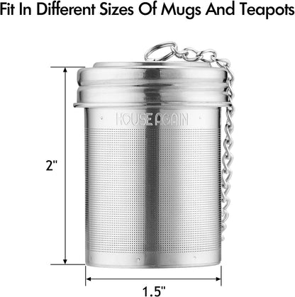 Premium Tea Infuser Set (2 Pack) - Extra-Fine Mesh Stainless Steel Strainers with Extended Chain Hook for Perfect Brewing of Loose Tea, Spices & Seasonings