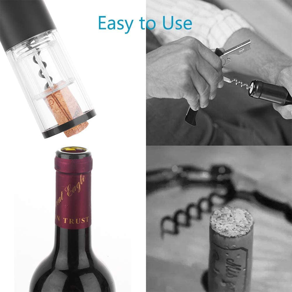 Rechargeable Electric Wine Opener Set - Automatic Corkscrew with Foil Cutter & USB Charger - Perfect Gift for Wine Lovers