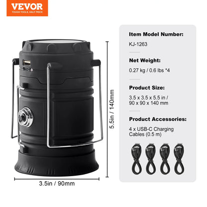 LED Camping Lanterns Portable Rechargeable Lights as Battery Bank 4 Pcs