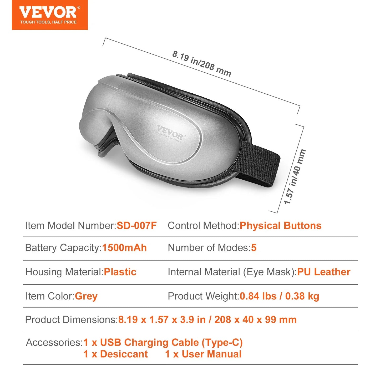 VEVOR Bluetooth Heated Eye Massager with 5 Modes - Portable & Foldable Eye Care Device