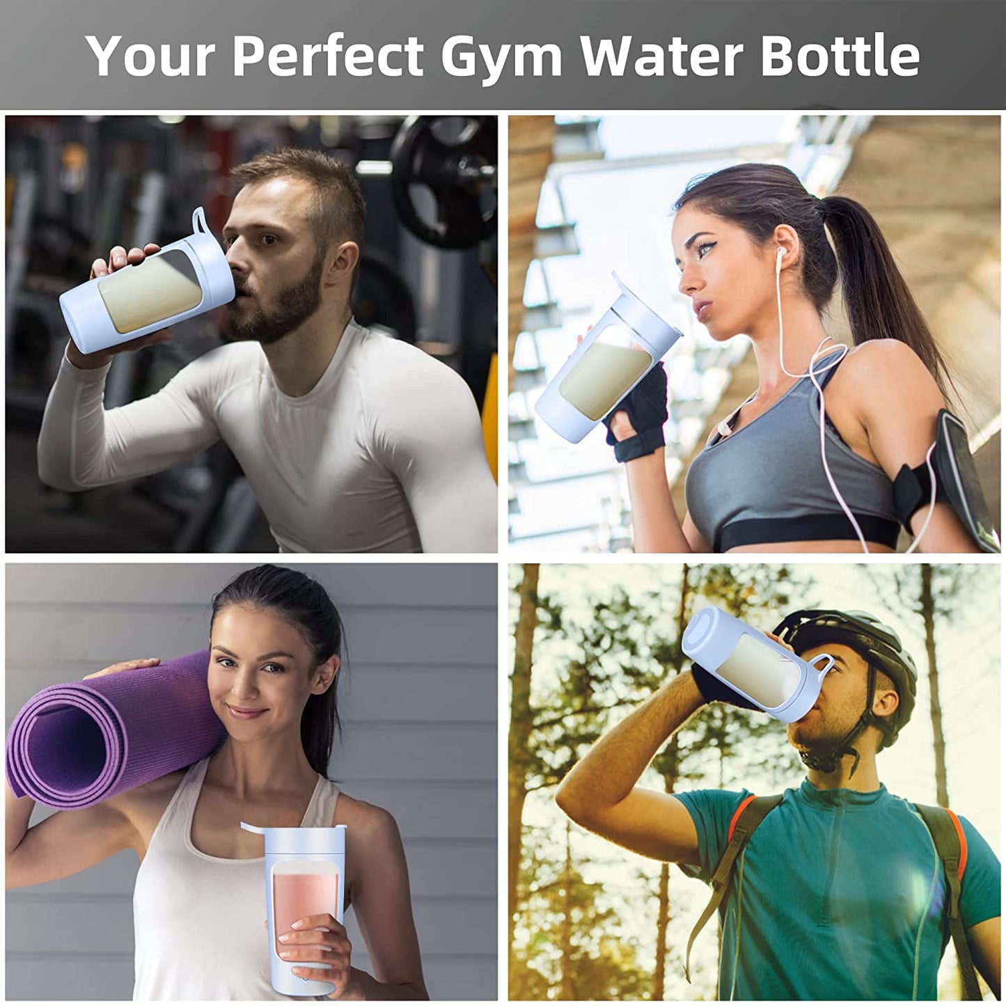 Rechargeable Electric Shaker Bottle - 22Oz Protein Mixer with Powerful Blender for Coffee and Milkshakes (Blue)