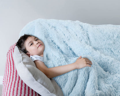 Super Soft Reversible Sherpa Cozy Bubbie Blue Throw Blanket for Ultimate Comfort & Style