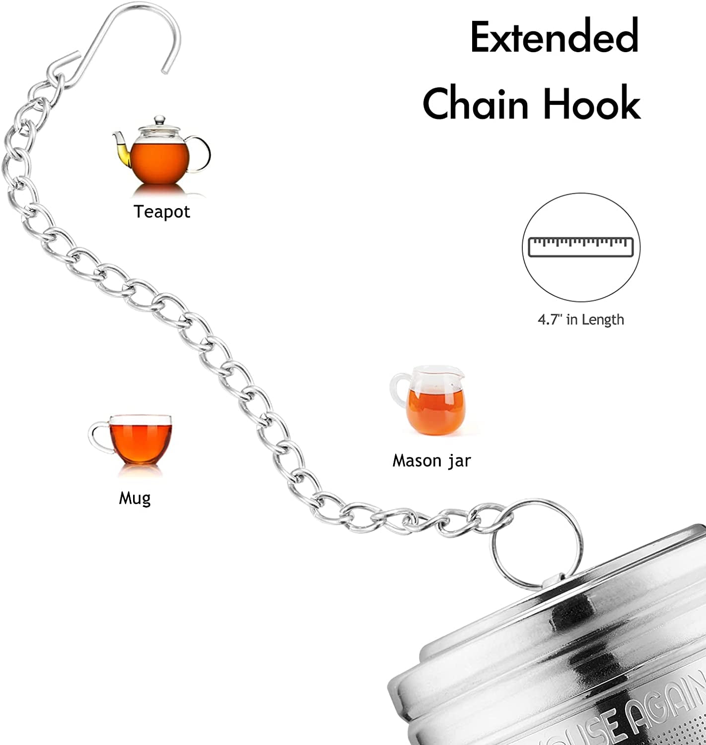 Premium Tea Infuser Set (2 Pack) - Extra-Fine Mesh Stainless Steel Strainers with Extended Chain Hook for Perfect Brewing of Loose Tea, Spices & Seasonings