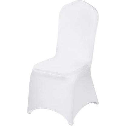 VEVOR 100 Pcs White Chair Covers Polyester Spandex Chair Cover Stretch Slipcovers for Wedding Party Dining Banquet Flat-Front Chair Covers
