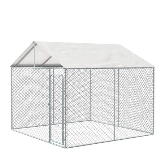 10’ X 10’ Outdoor Dog Kennel Playpen W/Cover, Outdoor Dog Runner, Pet Exercise House, Lockable Gate, 6’ Chain-Link Fence, TMG-DCP1010