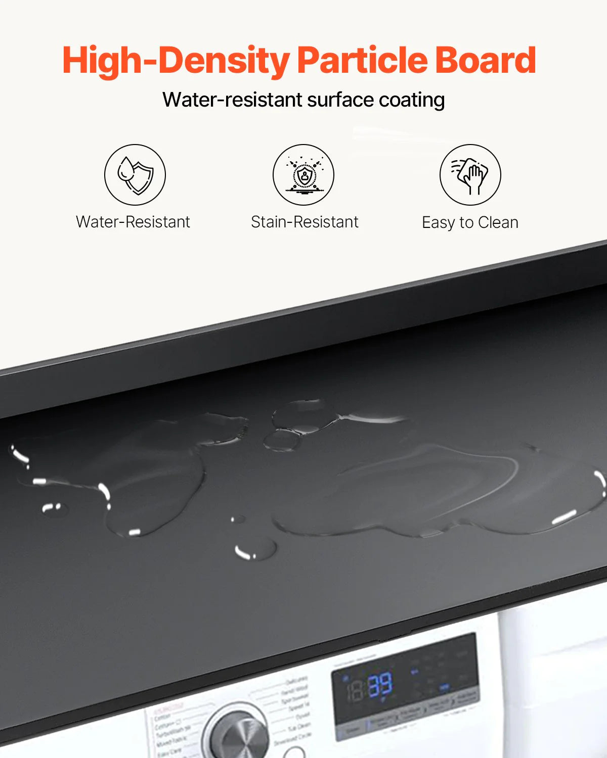 Washer Dryer Countertop, 27.5 Depth X 54 Width, Washer Dryer Wood Top for Laundry Room Organization with Edge Rails(Black)