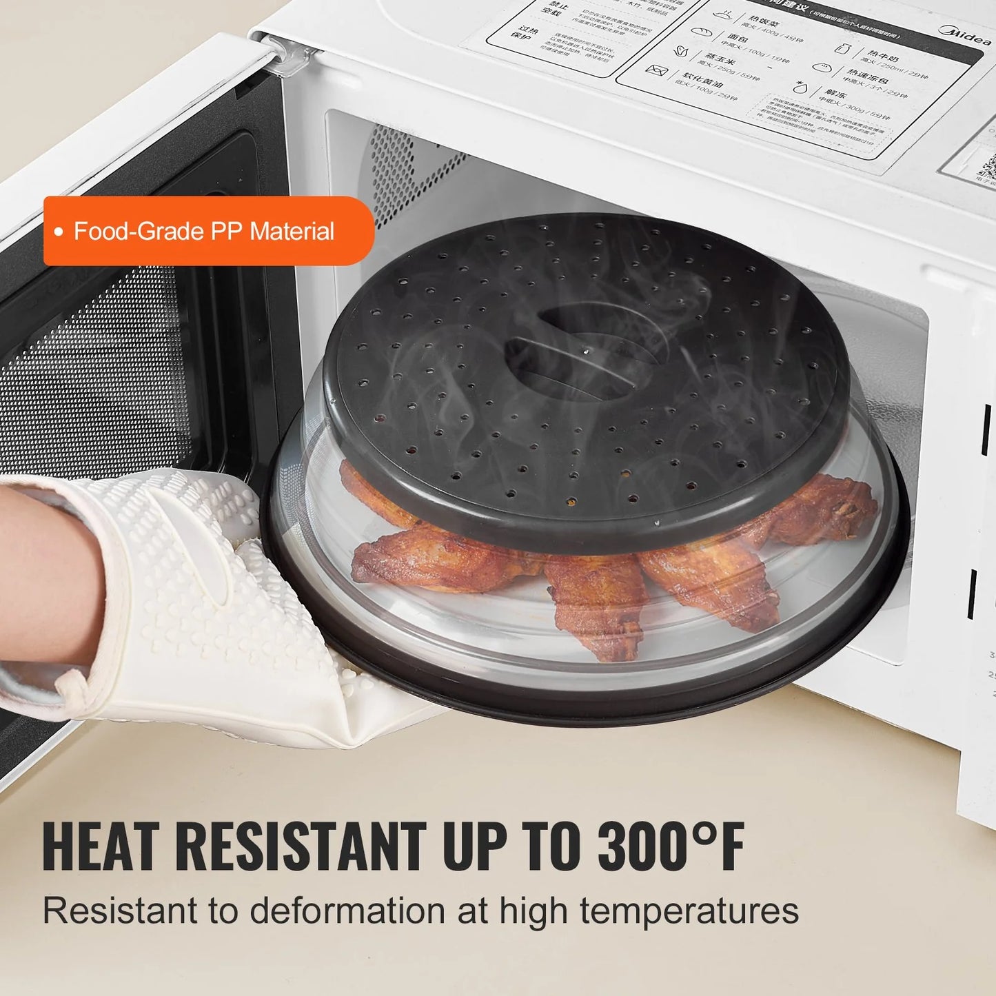 VEVOR 2PCS Microwave Splatter Covers 10.4 Collapsible Microwave Food Lid 300¡Ãf