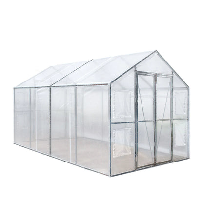 8’ X 13’ Greenhouse Grow Tent W/20 Mil Ripstop Leno Mesh PVC Cover, Galvanized Steel Frame, Roll-Up Windows, TMG-GH813