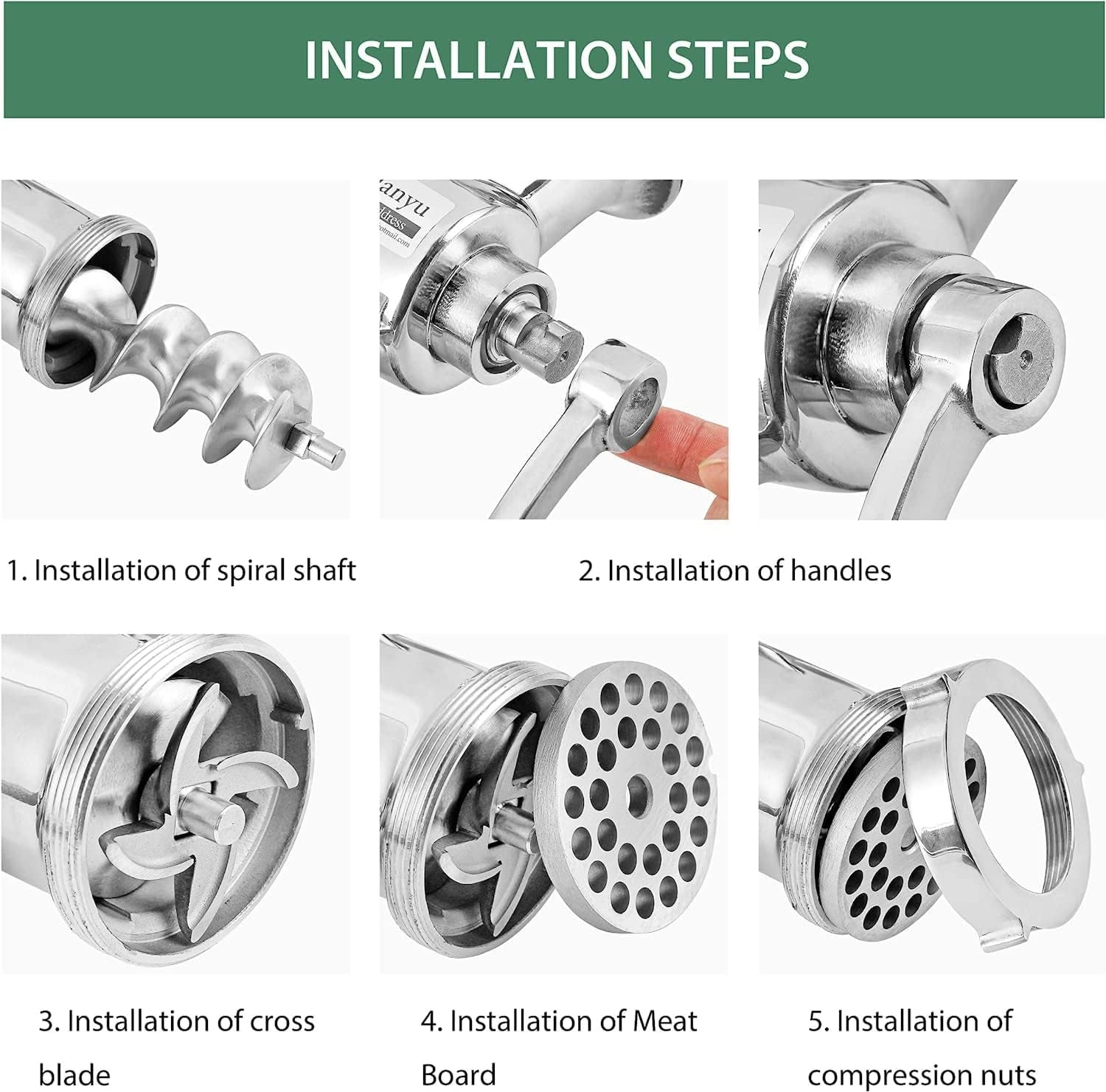 Premium 304 Stainless Steel Heavy Duty Manual Meat Grinder #12 - Perfect for Home & Professional Use!
