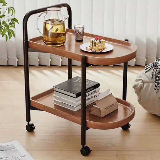 Nordic Style Rolling Side Table, Sofa Table with Wheels - Suitable for Modern Style Home Decor and Storage