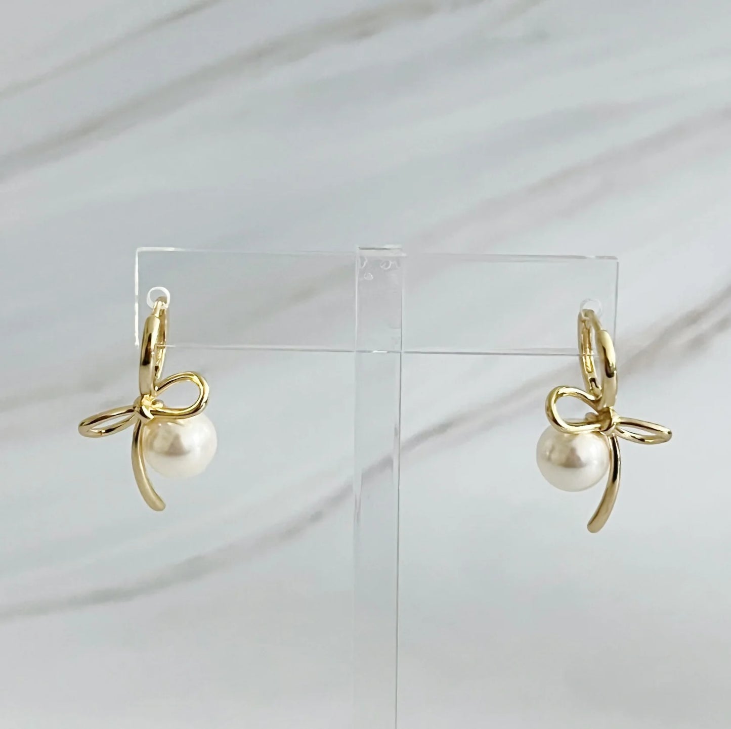 Bowed with Pearl Drop Earrings