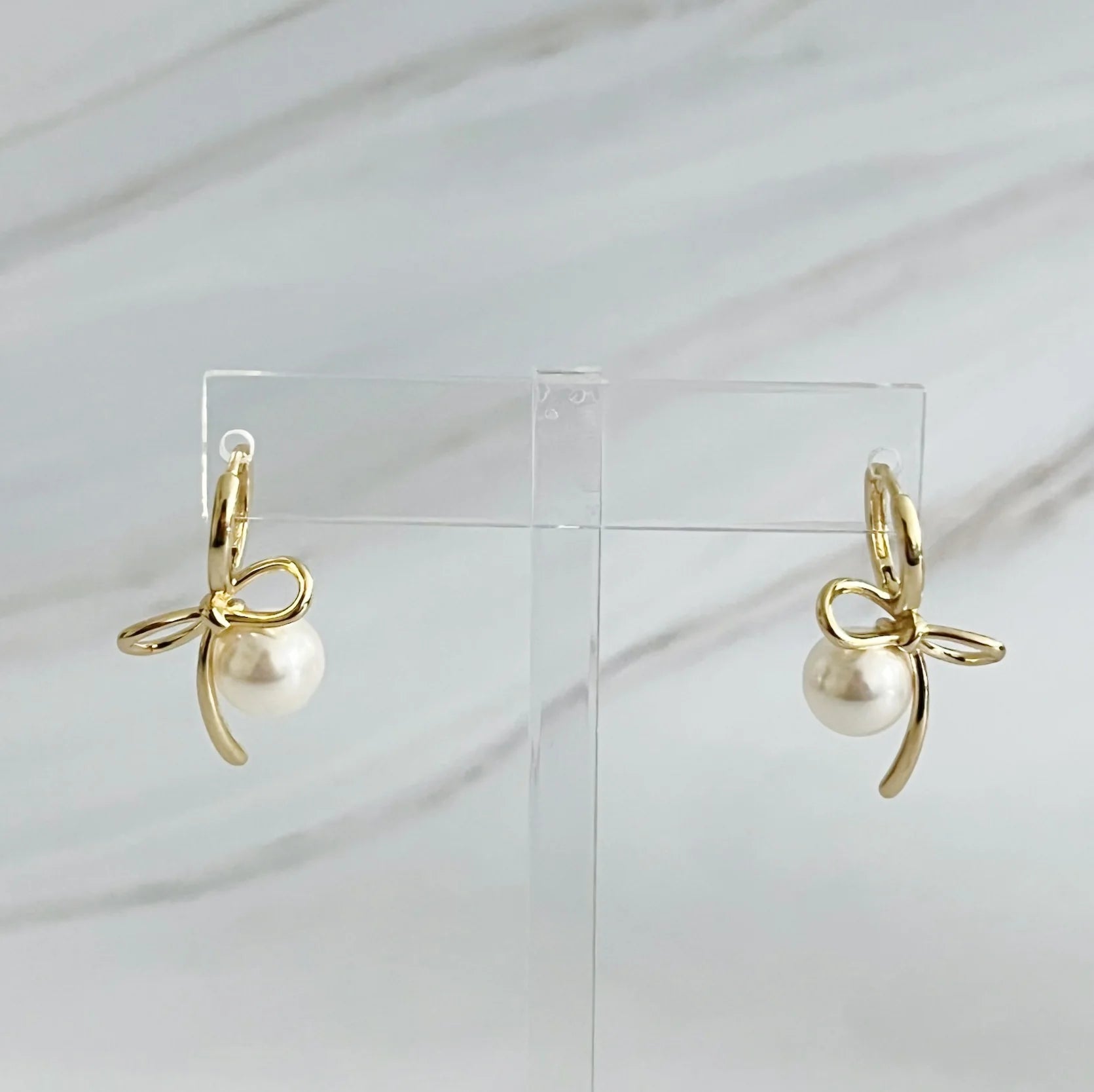 Bowed with Pearl Drop Earrings