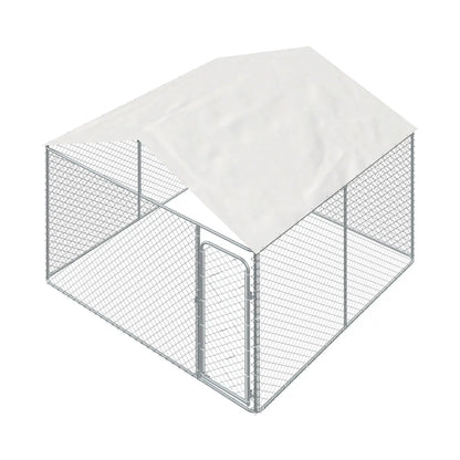 10’ X 10’ Outdoor Dog Kennel Playpen W/Cover, Outdoor Dog Runner, Pet Exercise House, Lockable Gate, 6’ Chain-Link Fence, TMG-DCP1010