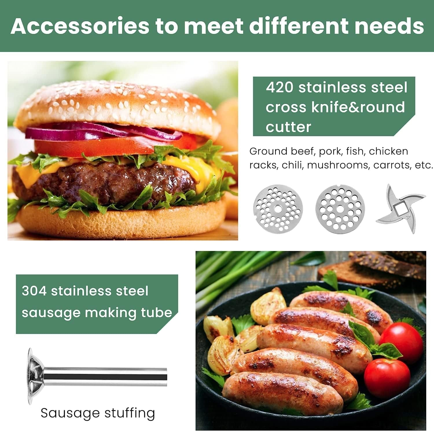 Premium 304 Stainless Steel Heavy Duty Manual Meat Grinder #12 - Perfect for Home & Professional Use!