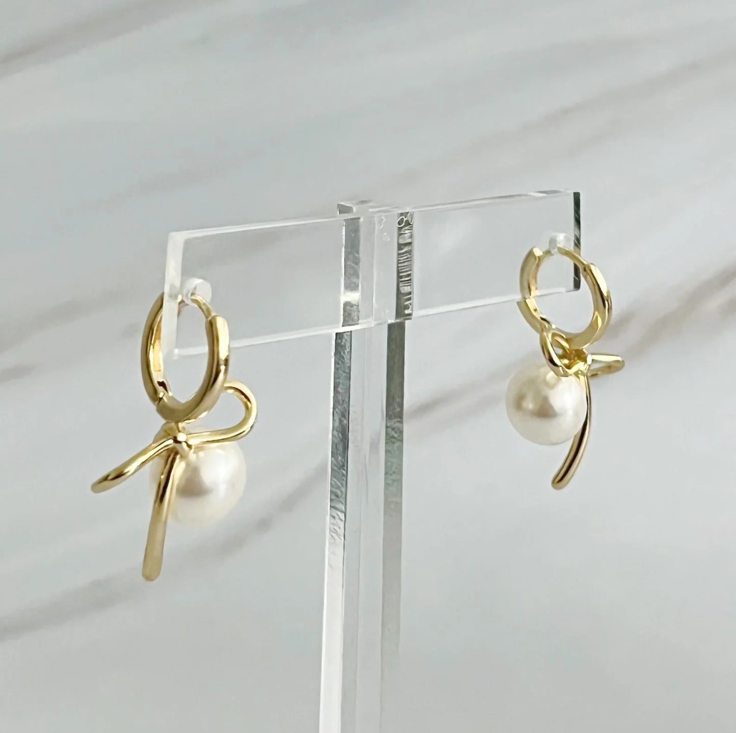 Bowed with Pearl Drop Earrings
