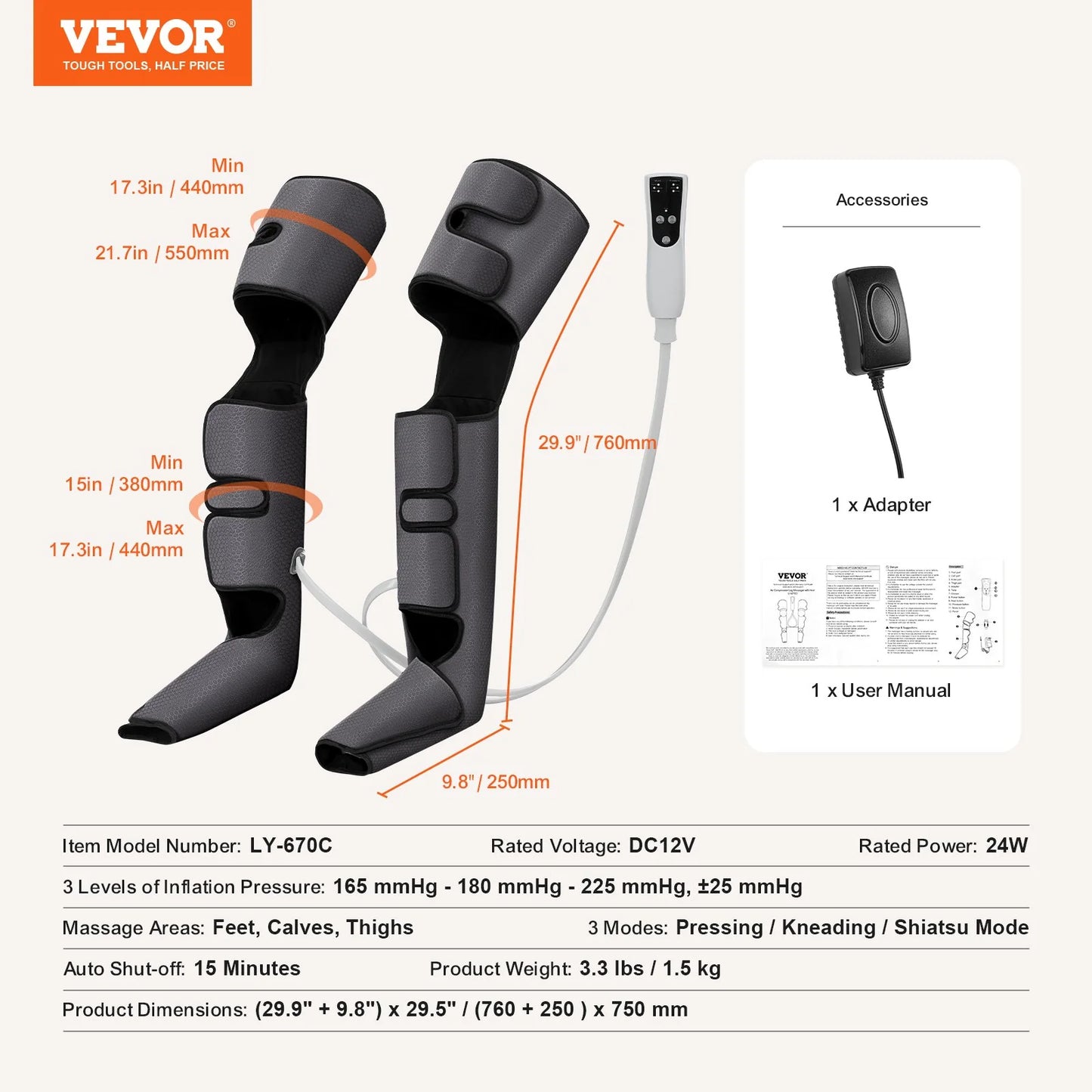 Revitalize Your Legs: VEVOR Air Compression Leg Massager for Ultimate Relaxation & Pain Relief - Perfect Gift for Parents!