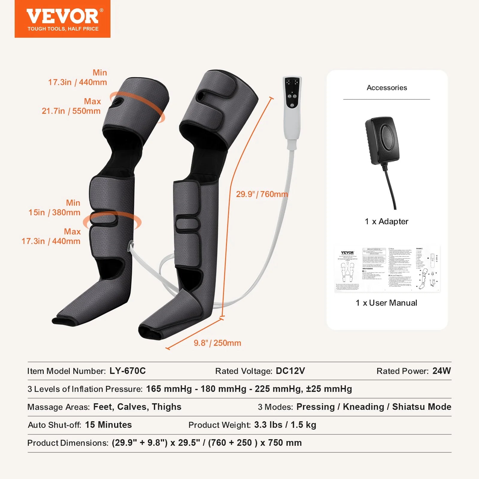 Revitalize Your Legs: VEVOR Air Compression Leg Massager for Ultimate Relaxation & Pain Relief - Perfect Gift for Parents!