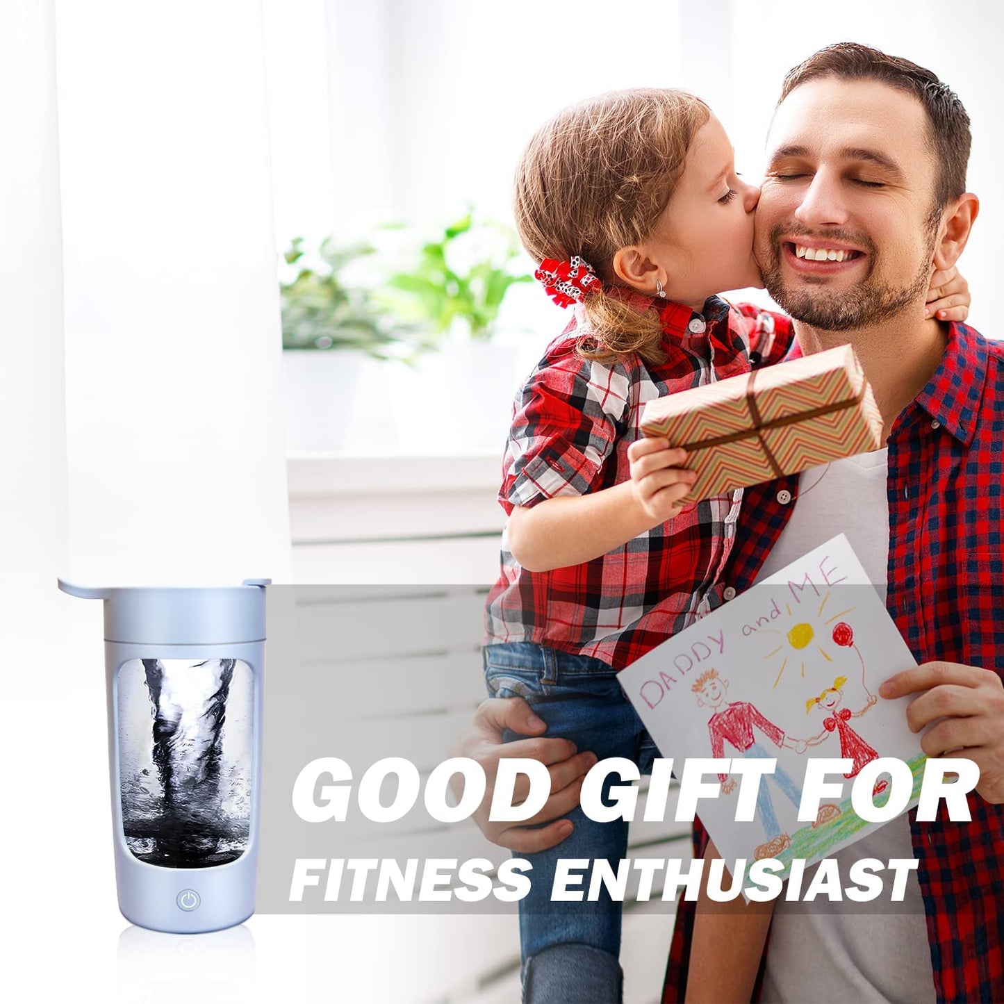 Rechargeable Electric Shaker Bottle - 22Oz Protein Mixer with Powerful Blender for Coffee and Milkshakes (Blue)