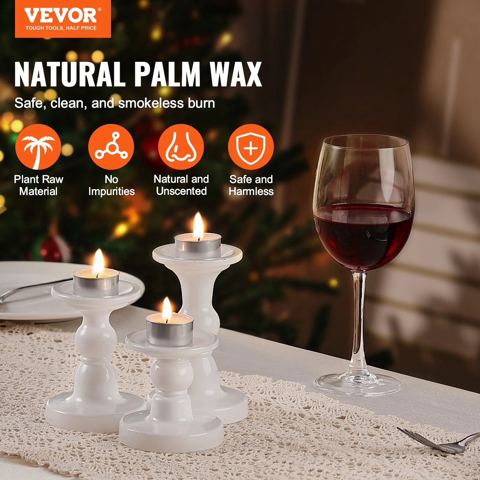 VEVOR 200 Pack Unscented Tea Light Candles - Long Lasting 6.5 Hour Burn for Holiday Celebrations