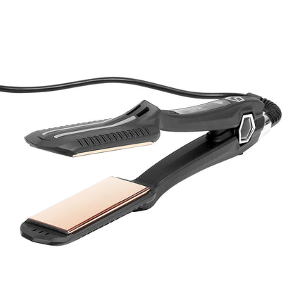 VEVOR Professional 1.5-Inch Titanium Hair Straightener - Dual Infrared Flat Iron with LCD Display, 19 Temperature Settings (210°F-450°F), Dual Voltage for Home & Travel Use