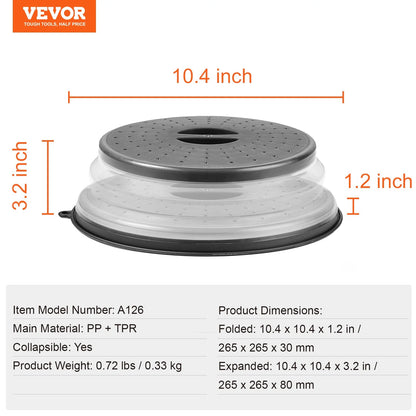 VEVOR 2PCS Microwave Splatter Covers 10.4 Collapsible Microwave Food Lid 300¡Ãf
