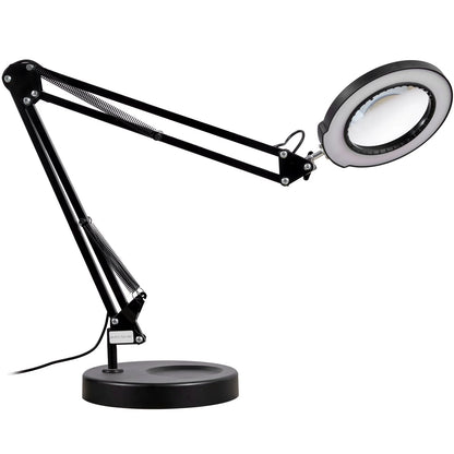 VEVOR Magnifying Glass with Light and Stand, 5X Magnifying Lamp, 4.3 Glass Lens, Base and Clamp 2-In-1 Desk Magnifier with Light, 64 LED Lights 5 Color Modes, for Close Work Reading Repair Crafts