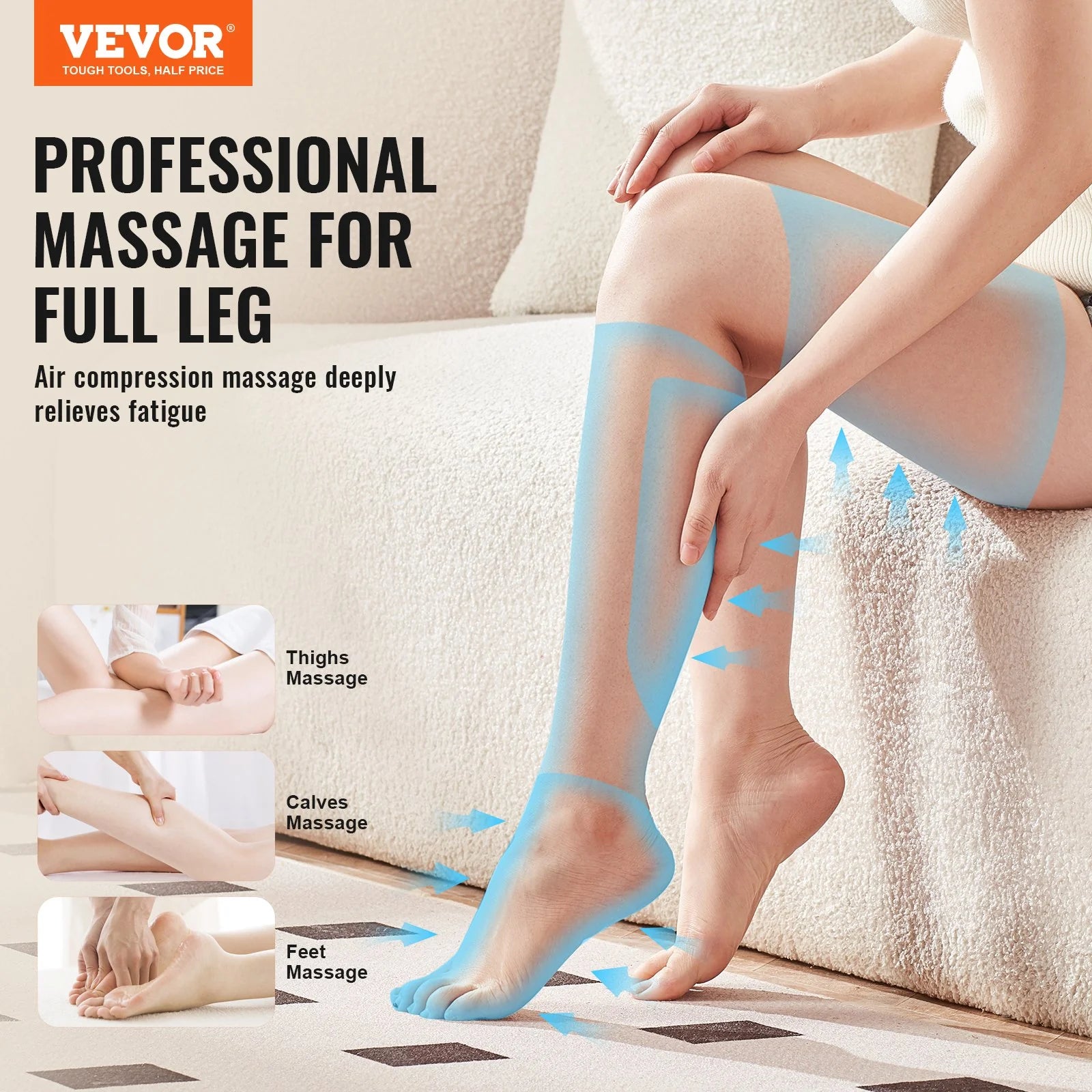 Revitalize Your Legs: VEVOR Air Compression Leg Massager for Ultimate Relaxation & Pain Relief - Perfect Gift for Parents!