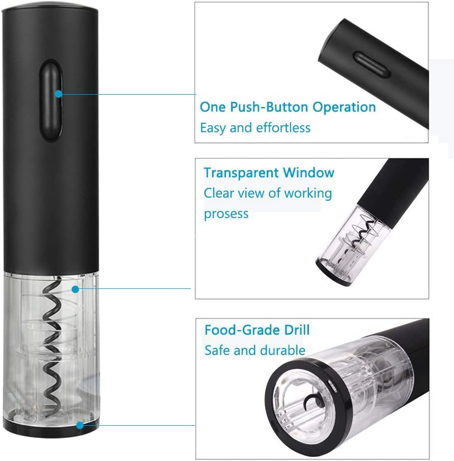 Rechargeable Electric Wine Opener Set - Automatic Corkscrew with Foil Cutter & USB Charger - Perfect Gift for Wine Lovers