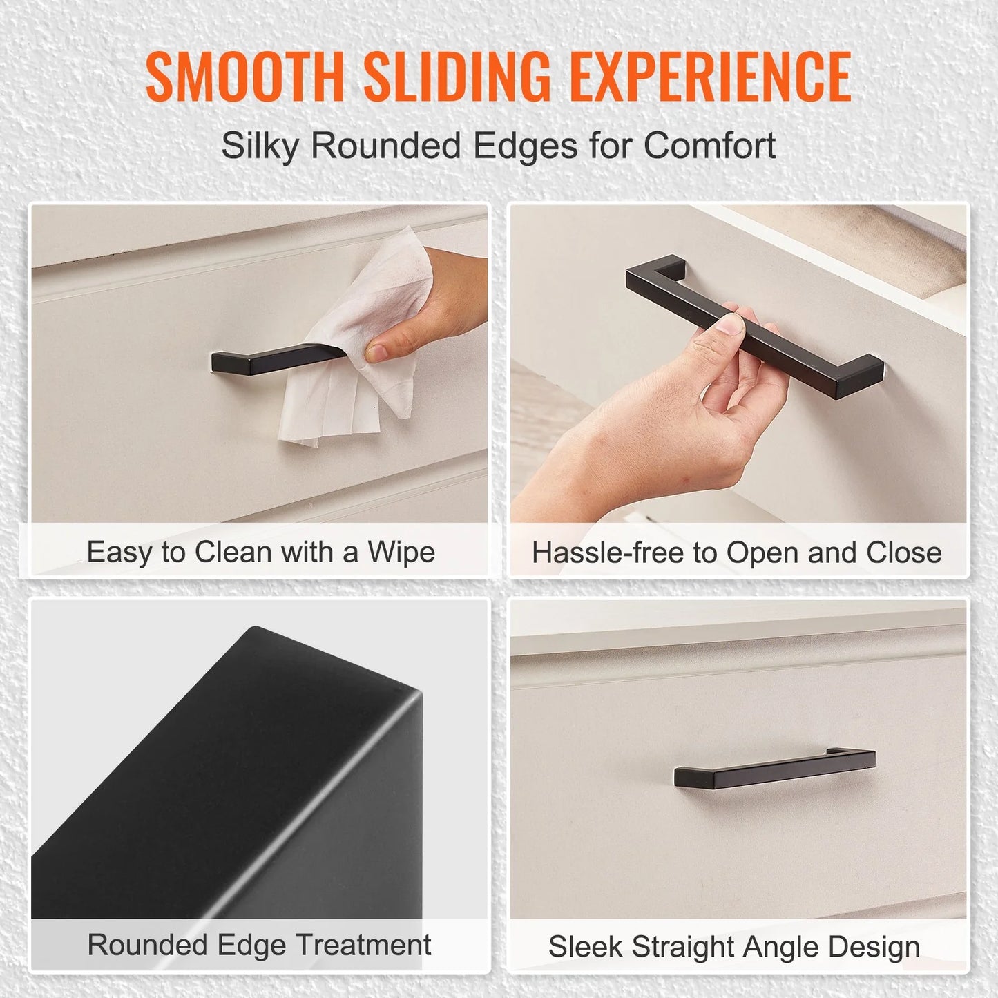 VEVOR 10 Pack Cabinet Pulls, 3In / 76Mm Center to Center Slim Square Kitchen Cabinet Drawer, Stainless Steel Modern Kitchen Cupboard Door Handles for Kitchen Bathroom Bar Hardware Matte Black