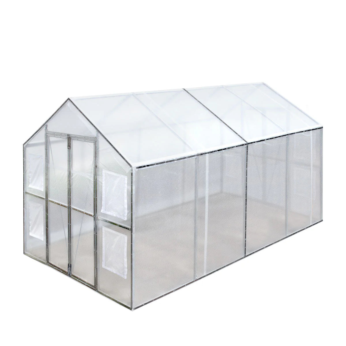 8’ X 13’ Greenhouse Grow Tent W/20 Mil Ripstop Leno Mesh PVC Cover, Galvanized Steel Frame, Roll-Up Windows, TMG-GH813