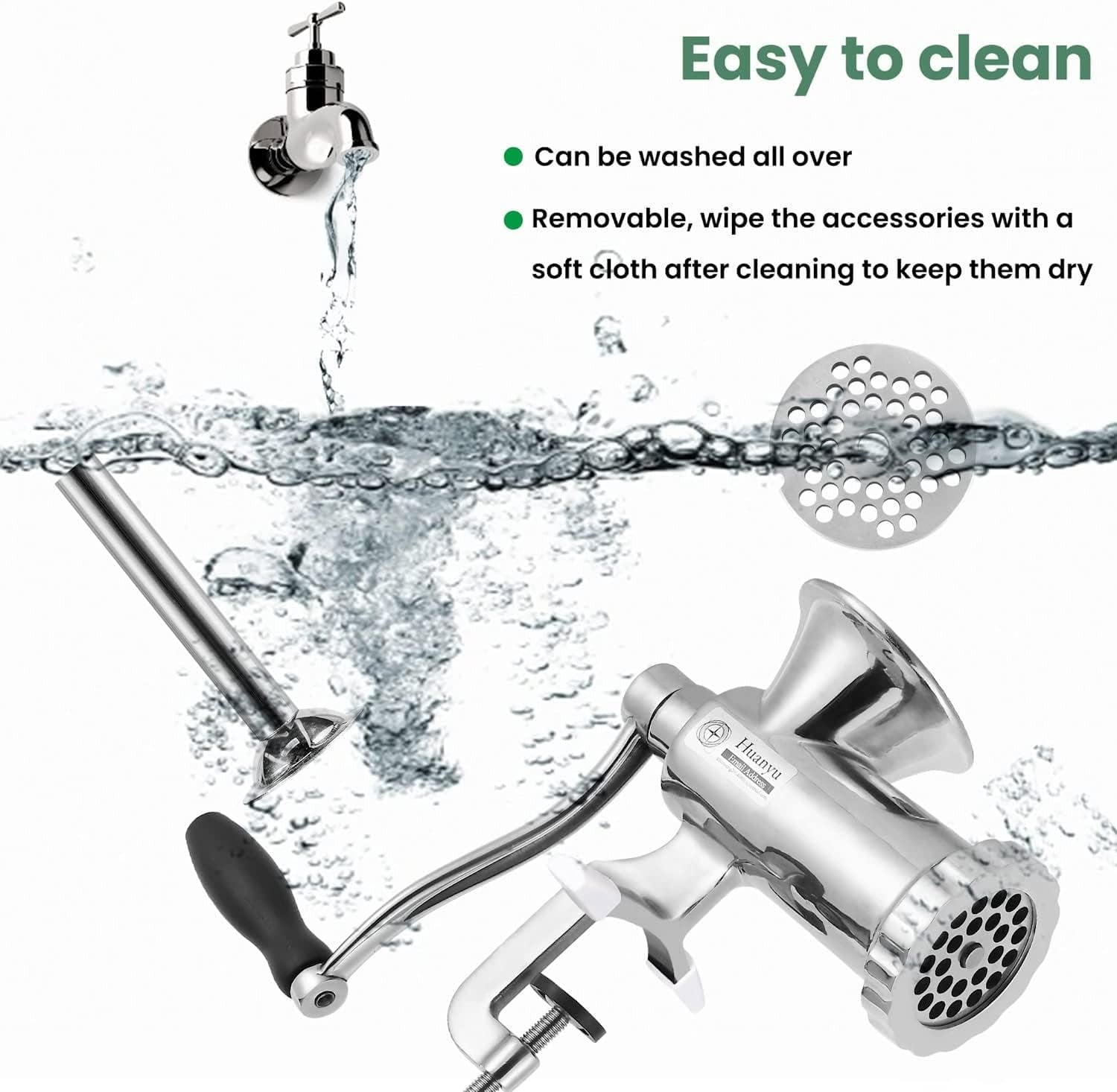 Premium 304 Stainless Steel Heavy Duty Manual Meat Grinder #12 - Perfect for Home & Professional Use!