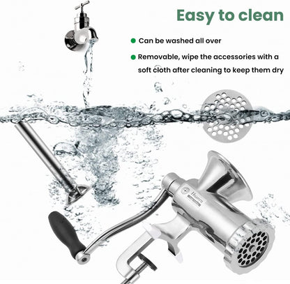 Premium 304 Stainless Steel Heavy Duty Manual Meat Grinder #12 - Perfect for Home & Professional Use!