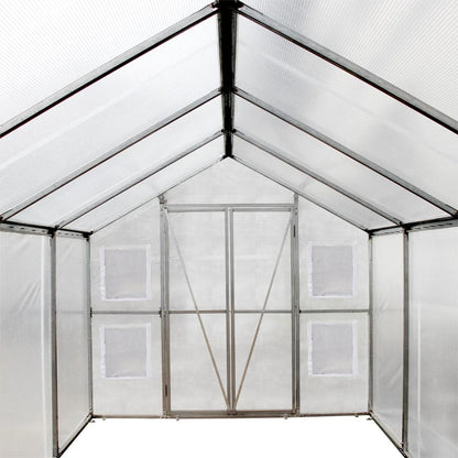 8’ X 13’ Greenhouse Grow Tent W/20 Mil Ripstop Leno Mesh PVC Cover, Galvanized Steel Frame, Roll-Up Windows, TMG-GH813