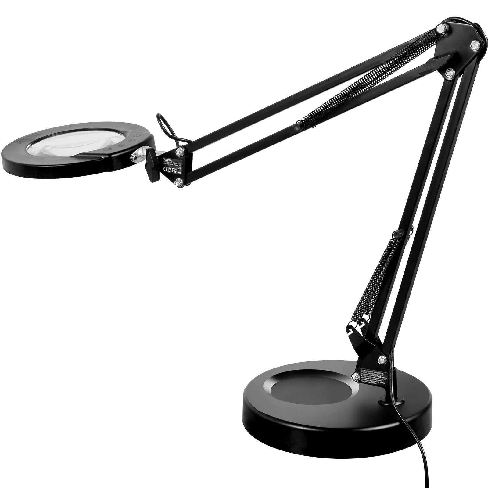 VEVOR Magnifying Glass with Light and Stand, 5X Magnifying Lamp, 4.3 Glass Lens, Base and Clamp 2-In-1 Desk Magnifier with Light, 64 LED Lights 5 Color Modes, for Close Work Reading Repair Crafts