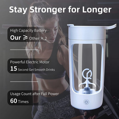 Rechargeable Electric Shaker Bottle - 22Oz Protein Mixer with Powerful Blender for Coffee and Milkshakes (Blue)