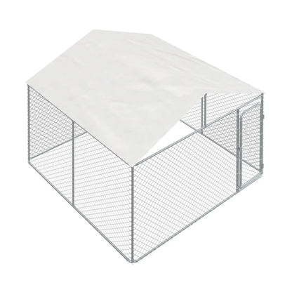 10’ X 10’ Outdoor Dog Kennel Playpen W/Cover, Outdoor Dog Runner, Pet Exercise House, Lockable Gate, 6’ Chain-Link Fence, TMG-DCP1010