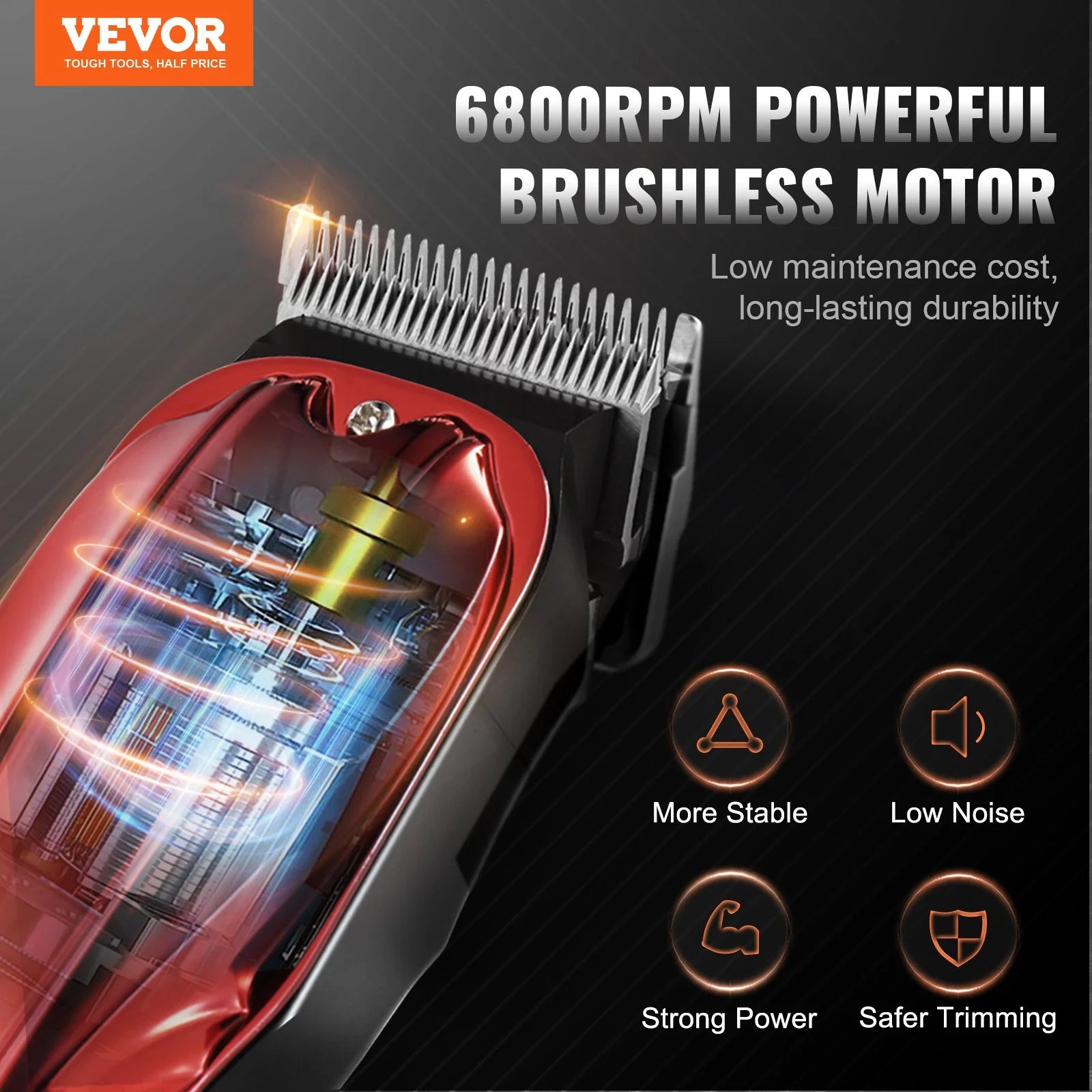 VEVOR Professional Hair Clipper for Men - High-Speed 6800RPM with LCD Display