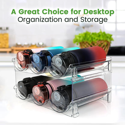 Say Goodbye to Clutter! 🌟 Check Out Our 2-Pack Stackable Water Bottle Organizer for Your Cabinet! Perfect for Keeping Your Hydration Essentials Neat and Tidy! 💧🥤 #Homeorganization #Waterbottlestorage