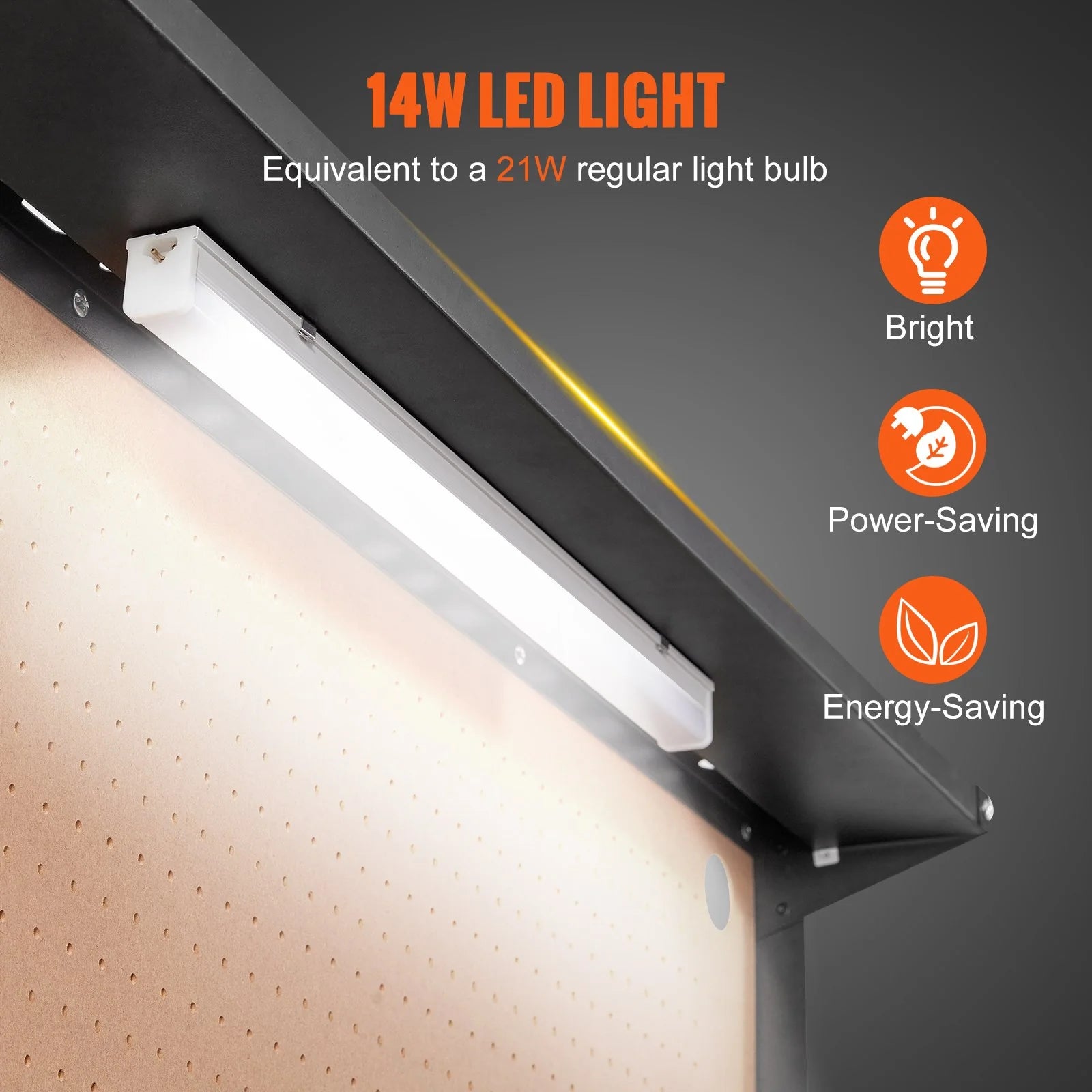 VEVOR Workbench A3 Steel Work Bench for Garage Max. 1500W Heavy Duty Workbench 220Lbs Weight Capacity 0.47 Bench Top Thickness Hardwood Workbench 1.5M Cable 4Xac Outlets 2Xusb Ports 30Xhooks