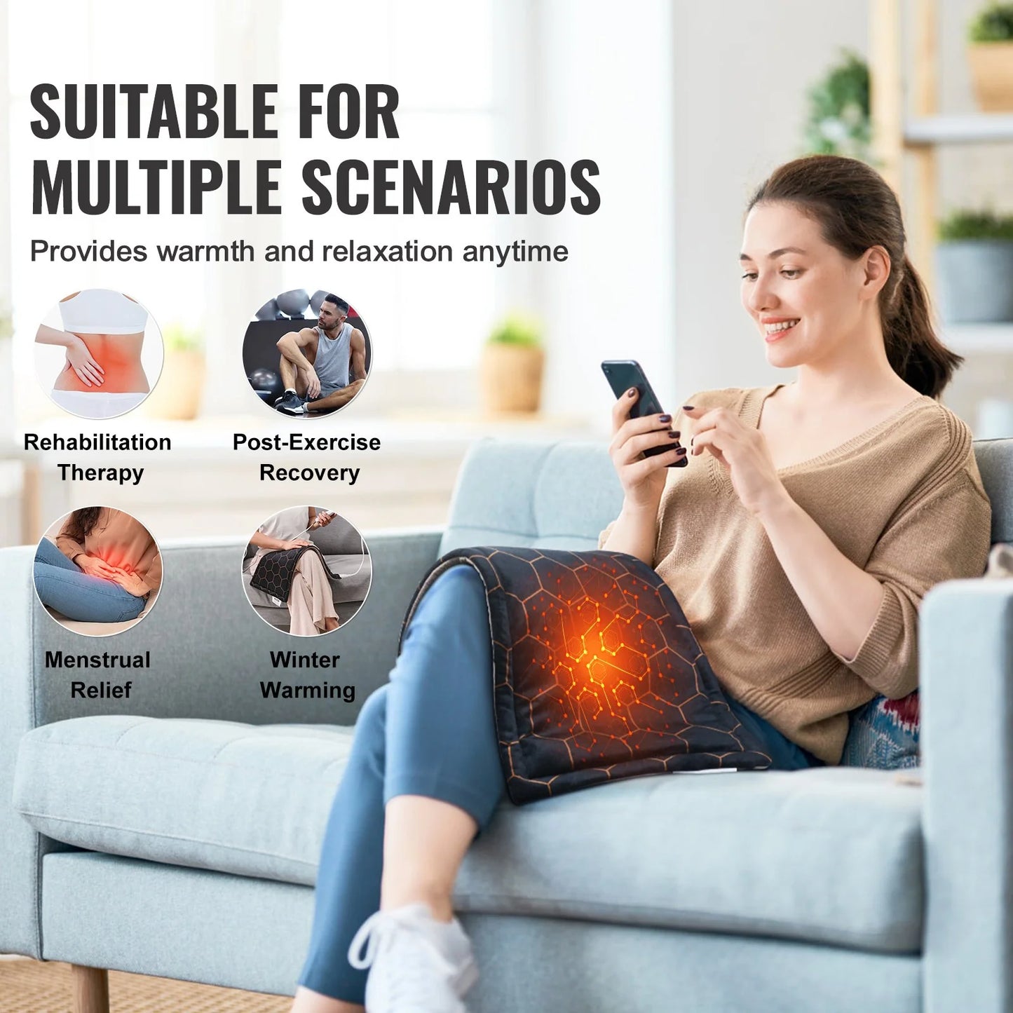 VEVOR Weighted Heating Pad with Far Infrared Therapy 12 X 24 in for Pain Relief